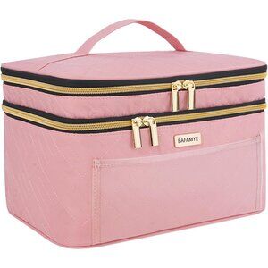 Women's 8.8L Double Layer Travel Makeup Bag Women, Large Cosmetic Case